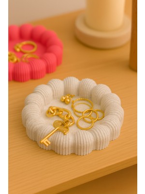 UltraMint Çizgili Bubble Dekoratif Tabak – Takı, Toka, Kulaklık ve Anahtar Organizer