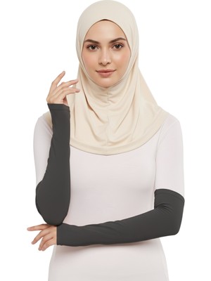 Altobeh Pratik Tesettür Kolluk Penye Namaz Kolluğu Düz - Füme