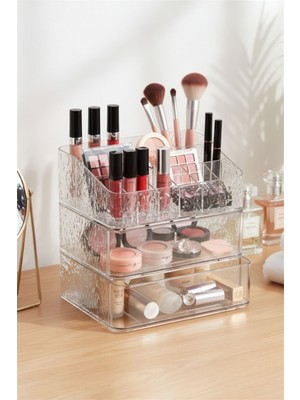 UltraMint Çok Renkli Glam 3'lü Çekmece ve Stand Makyaj Organizeri