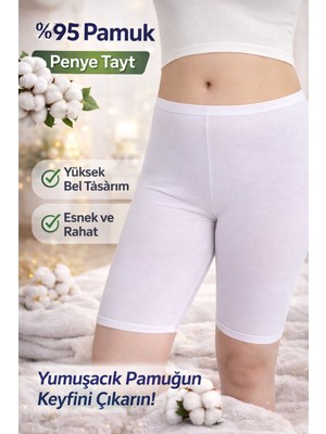 Rahat Kalıp Ağlı Beyaz Kısa Tayt