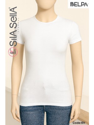 Belpa Sıla Sella Kadın Beyaz Kısa Kollu Pamuklu Atlet