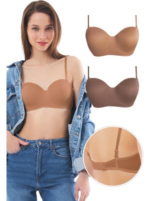 Cottonhill Balenli Toparlayıcı Dolgusuz Straplez Sütyen 2'li Paket