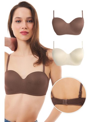 Cottonhill Balenli Toparlayıcı Dolgusuz Straplez Sütyen 2'li Paket-2