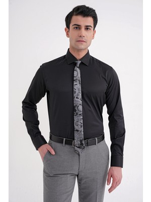 Efor Erkek Slim Fit Siyah Gömlek GK 752