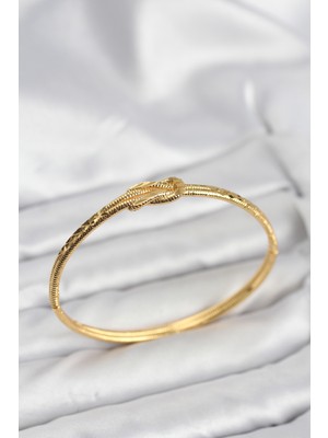 Pirinç Gold Renk Düğüm Model Kadın Kelepçe Bileklik