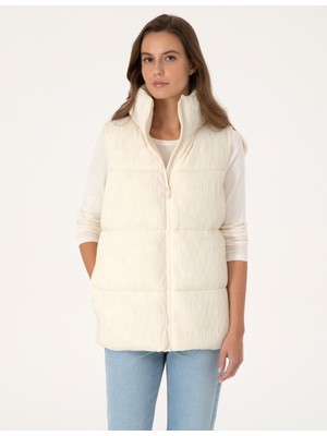 Pierre Cardin Kadın Ekru Regular Fit Yelek 50308957-VR019