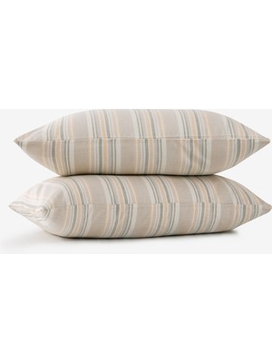 Barine Çizgili Smooth Saten 2'li Yastık Kılıfı Sarı