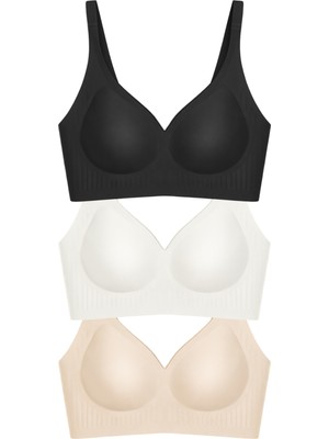 Cottonhill Beauty Cottonhill Seamless Bra - Slight | Lazer Kesim Dikişsiz Dilim Detaylı Balensiz Kadın Sütyen 3'lü Paket