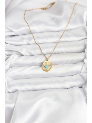 316L Çelik Zincir Gold Renk Kelebek Figür Kadın Kolye