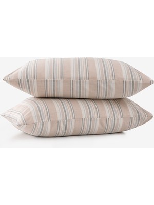 Barine Çizgili Smooth Saten 2'li Yastık Kılıfı Turuncu