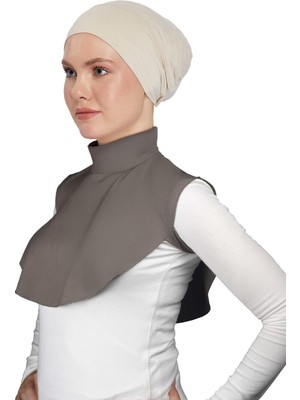 Altobeh Düz Balıkçı Yaka Boğazlı Penye Tesettür Boyunluk - Koyu Vizon