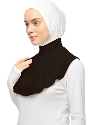 Altobeh Düz Balıkçı Yaka Boğazlı Penye Tesettür Boyunluk - Koyu Kahverengi