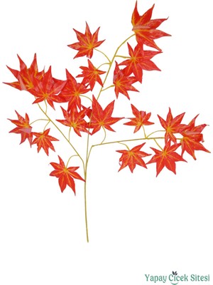 Yapay Çiçek Sitesi Yapay Çınar Ağacı Dalı 75 cm 12 Adet Kızıl