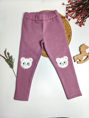 Moda Rüyası Ayıcıklı Kız Çocuk Lila Tayt