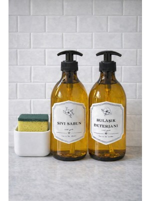Karteya 2'li Amber Cam Sıvı Sabunluk Şişesi
