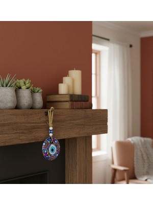 Handmade Şans ve Koruma Getiren El Boyaması Cam Nazar Boncuğu – Model-7