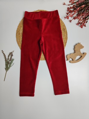 Moda Rüyası Kadife Kız Çocuk Tayt Kırmızı