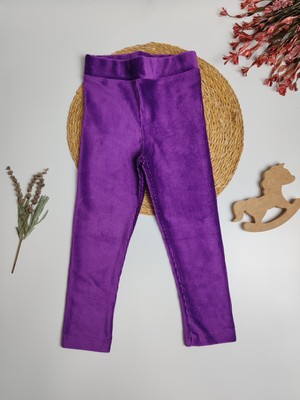 Moda Rüyası Kadife Kız Çocuk Tayt Mor