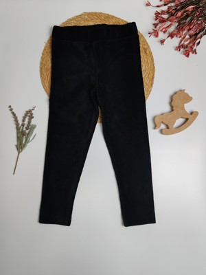 Moda Rüyası Kadife Kız Çocuk Tayt Siyah