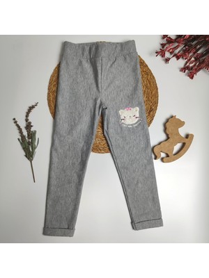 Moda Rüyası Kedili Gri Kız Çocuk Tayt