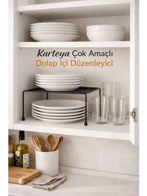 Karteya 4 Ayaklı Düzenleyici Dolap Içi Düzenleyici Tabak Organizeri Siyah
