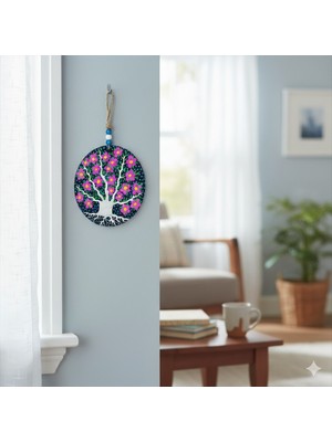 Handmade Şans ve Koruma Getiren El Boyaması Ahşap Nazarlık – 20 cm Çapında-Model-8