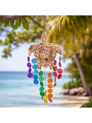 Hedicaret Parçalı Rüzgar Çanı Kaplumbağa Sedef Askılı Obje Dekoratif