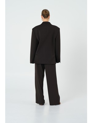 Thalure Kadın Kahverengi Basene Oturan Oversize Blazer