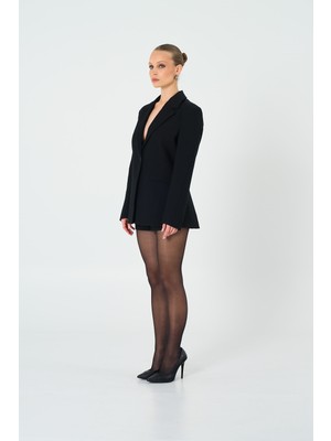 Thalure Kadın Siyah Sırt Dekolteli Blazer