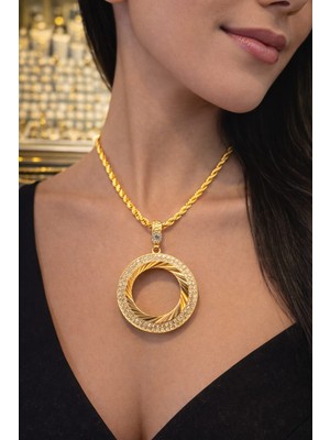 Reva Revsteel 60 cm Burgu Zincirli Halka Figürlü Bayan Kolye Seti – Altın Renk Paslanmaz Çelik (Zincir + Uç Birlikte)