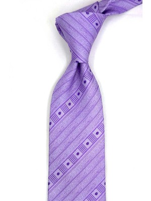 Kravatkolik Airassa Style Lila Çizgi Desen Italyan Ipek Kravat İK2283