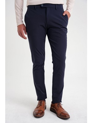 Efor Erkek Comfort Fit Beli Lastikli Esnek Pamuk Lacivert-2 Pantolon P 1173