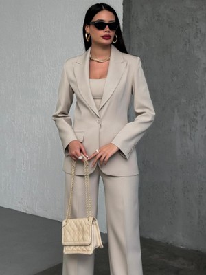 Blazer Takım Elbise Tek Düğme Ceket Pantolon