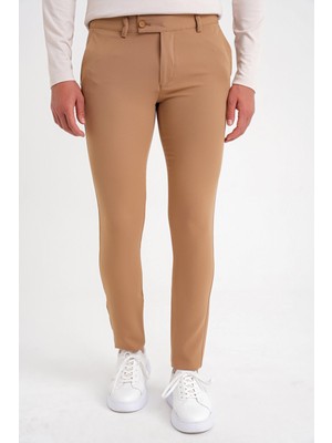 Efor P 1088 Slim Fit Yan Cep Esnek Pamuklu Casual Camel Pantolon