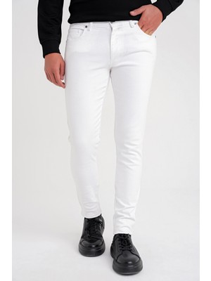 Efor Erkek Slim Fit Denim Jean Beyaz Pantolon PNT 119