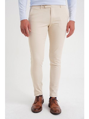 Efor Erkek Slim Fit Yan Cep Esnek Pamuklu Bej Kanvas Pantolon P 1124