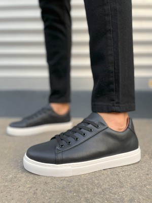 Zapatos JY122 Mode Bağcıklı Cilt Erkek Günlük Sneaker Ayakkabı Cbt - Siyah