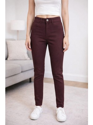 Zr Kapalı Cep Yuksek Bel Dar Paca Pantolon