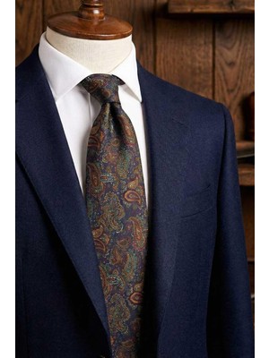 Kravatkolik Dumenza Style Çok Renkli Şal Desen Italyan Ipek Kravat İK2231