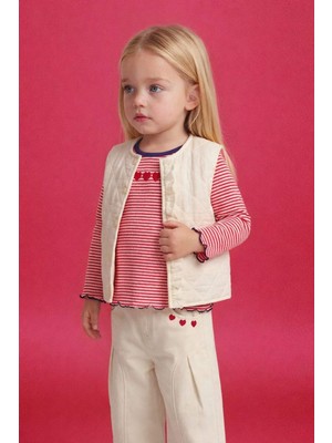 DeFacto Bisiklet Yaka Kapitone Düğmeli Yelek Kız Bebek G7461A526SP