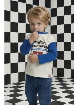 DeFacto Oversize Geniş Kalıp Bisiklet Yaka Baskılı Uzun Kollu Tişört Erkek Bebek G6133A526SP