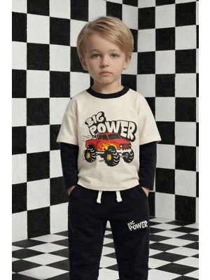 DeFacto Oversize Geniş Kalıp Bisiklet Yaka Baskılı Uzun Kollu Tişört Erkek Bebek G6134A526SP