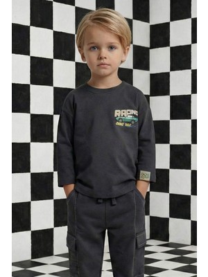 DeFacto Oversize Geniş Kalıp Bisiklet Yaka Baskılı Uzun Kollu Tişört Erkek Bebek G6136A526SP