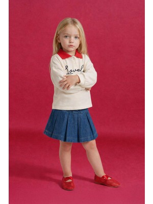 DeFacto Beli Lastikli Pileli Jean Şort Etek Kız Bebek G7215A526SM