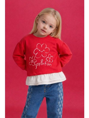 DeFacto Fırfır Detaylı Oversize Çiçekli Sweatshırt Kız Bebek G7417A526SP