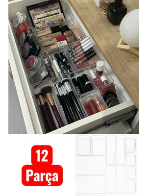 UltraMint 12 Parça Modüler Çekmece Organizer Seti, Çatal, Kaşık, Takı ve Makyaj Için