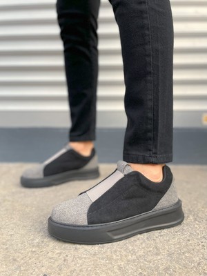 Zapatos JY007 Alba Bağcıksız Süet Erkek Günlük Sneaker Ayakkabı Sst Gri/siyah
