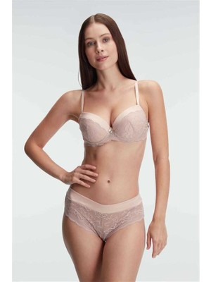 MOTTO10 Butik Anıl 4834 Destekli Balenli Kaplı Dantel Detaylı Sütyen Slip Iç Çamaşırı Takımı