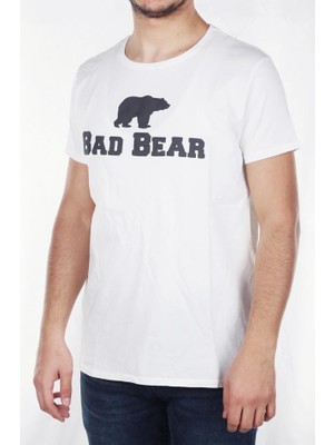 Bad Bear Tee T-Shirt Off-White Beyaz Logo Baskılı Erkek Tişört