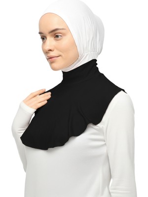 Altobeh Düz Balıkçı Yaka Boğazlı Penye Tesettür Boyunluk - Siyah